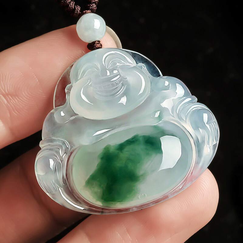 Collana con ciondolo portafortuna in giada ciano Buddha Stones - Image 3