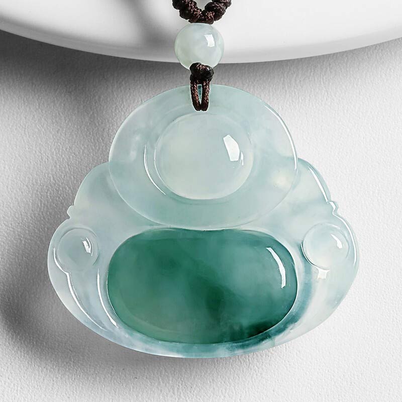 Collana con ciondolo portafortuna in giada ciano Buddha Stones - Image 4