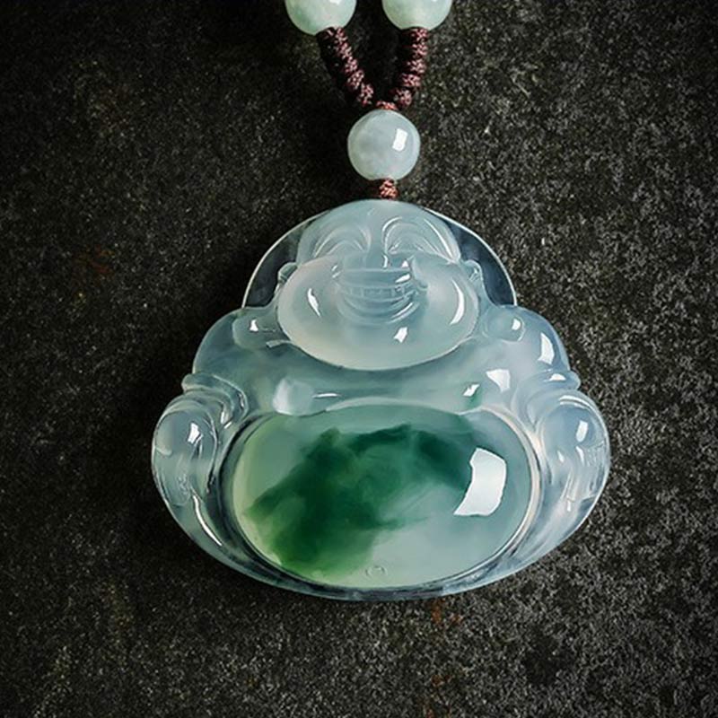 Collana con ciondolo portafortuna in giada ciano Buddha Stones - Image 5