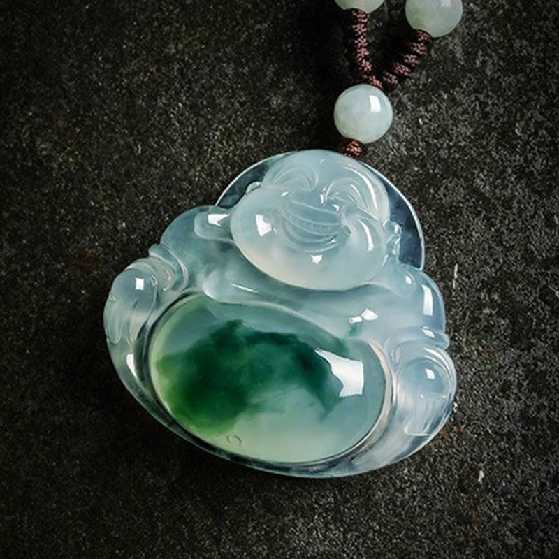 Collana con ciondolo portafortuna in giada ciano Buddha Stones - Image 6