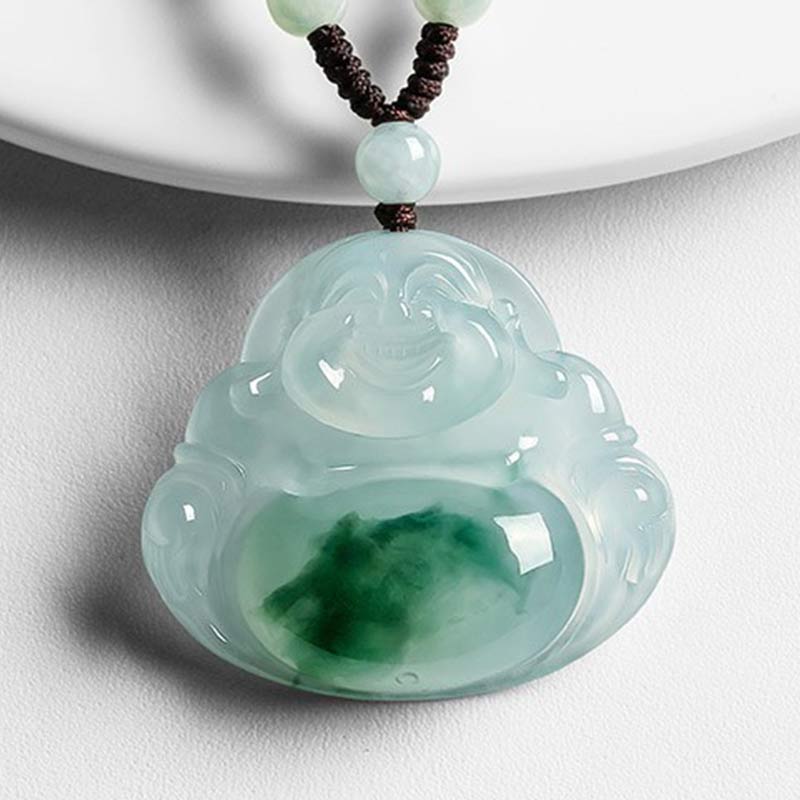 Collana con ciondolo portafortuna in giada ciano Buddha Stones - Image 7