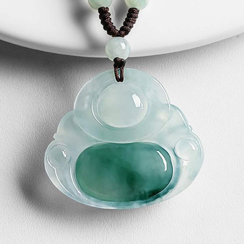 Collana con ciondolo portafortuna in giada ciano Buddha Stones - Image 8