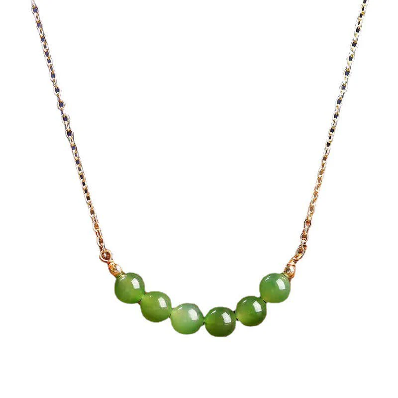 Collana con ciondolo portafortuna in giada ciano Hetian placcata in oro 14k - Image 8