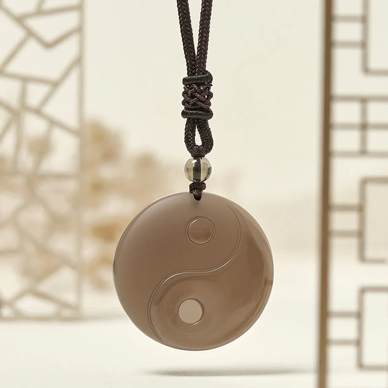 Collana con ciondolo positivo in ossidiana di ghiaccio e simbolo Yin Yang Buddha Stones - Image 2