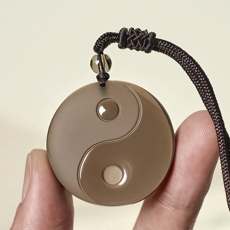 Collana con ciondolo positivo in ossidiana di ghiaccio e simbolo Yin Yang Buddha Stones - Image 4