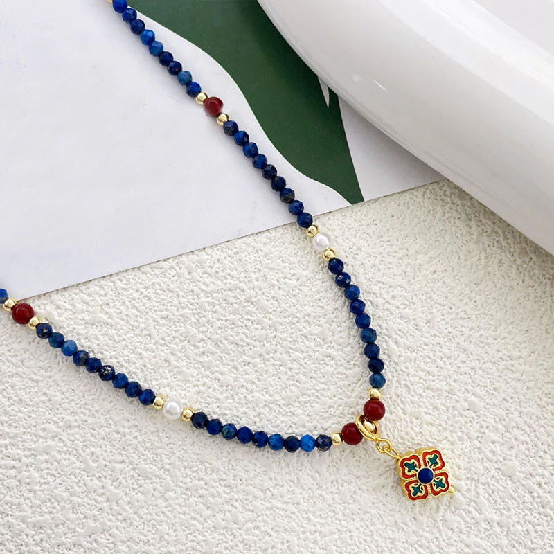 Collana con ciondolo positivo in perle di lapislazzuli e Buddha Stones - Image 2