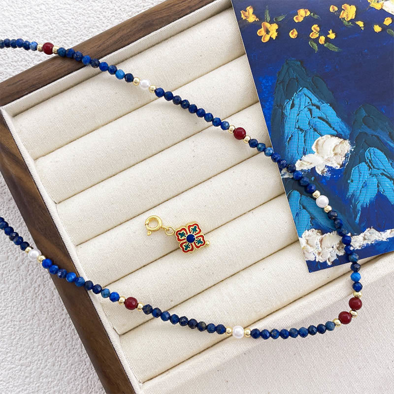 Collana con ciondolo positivo in perle di lapislazzuli e Buddha Stones - Image 3