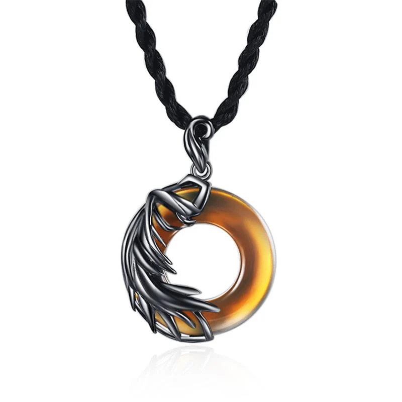 Collana con ciondolo rotondo da meditazione in ossidiana e calcedonio Buddha Stones - Image 3