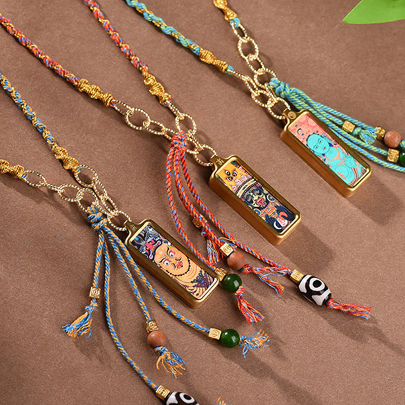 Collana con ciondolo "Thangka della ricchezza" in acciaio al titanio, simbolo del dio della ricchezza Buddha Stones in Tibet - Image 14