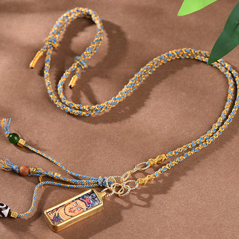 Collana con ciondolo "Thangka della ricchezza" in acciaio al titanio, simbolo del dio della ricchezza Buddha Stones in Tibet - Image 5