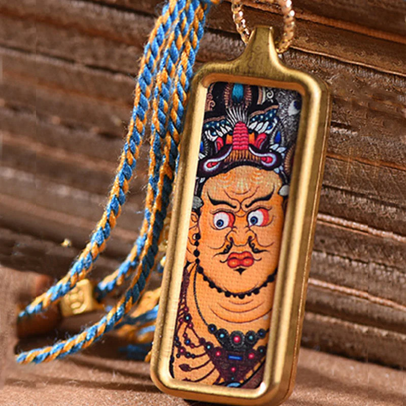 Collana con ciondolo "Thangka della ricchezza" in acciaio al titanio, simbolo del dio della ricchezza Buddha Stones in Tibet - Image 7