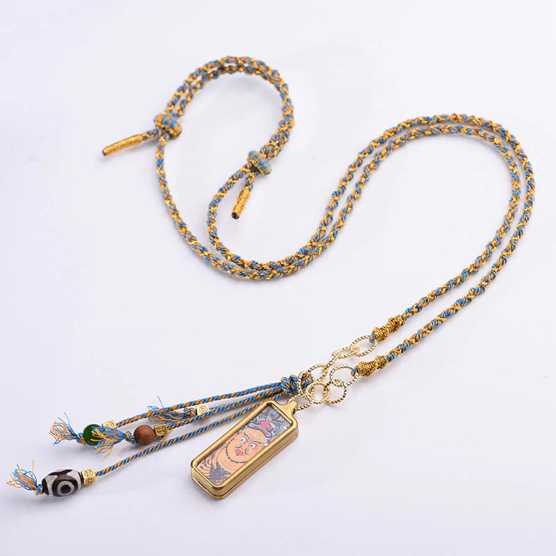 Collana con ciondolo "Thangka della ricchezza" in acciaio al titanio, simbolo del dio della ricchezza Buddha Stones in Tibet - Image 8