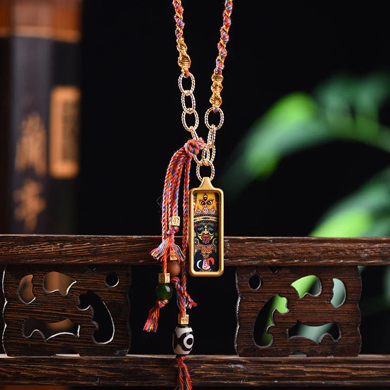 Collana con ciondolo "Thangka della ricchezza" in acciaio al titanio, simbolo del dio della ricchezza Buddha Stones in Tibet - Image 9
