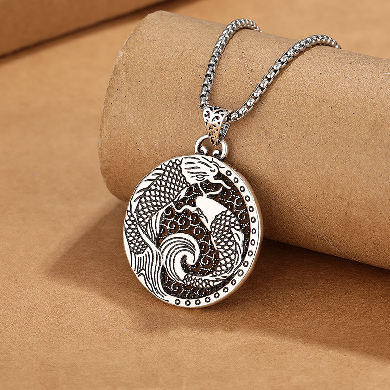 Collana di guarigione con pesce koi in rame tibetano e Buddha Stones - Image 7