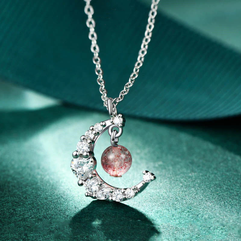 Collana di guarigione dell'amore con cristalli blu e quarzo fragola Buddha Stones