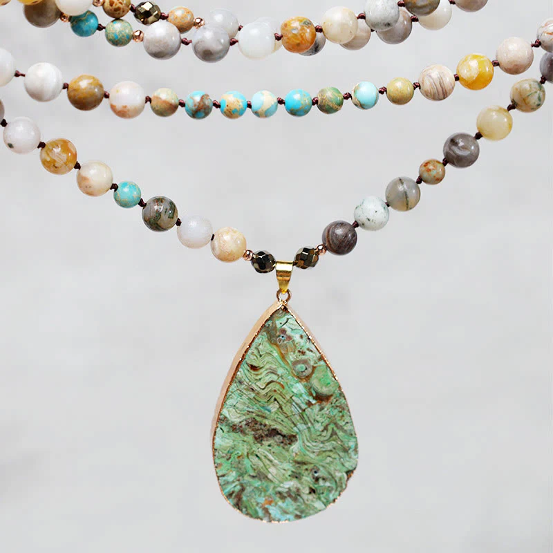 Collana di perline di guarigione in diaspro Picasso naturale dell'oceano Buddha Stones - Image 2