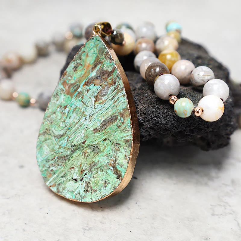 Collana di perline di guarigione in diaspro Picasso naturale dell'oceano Buddha Stones - Image 4