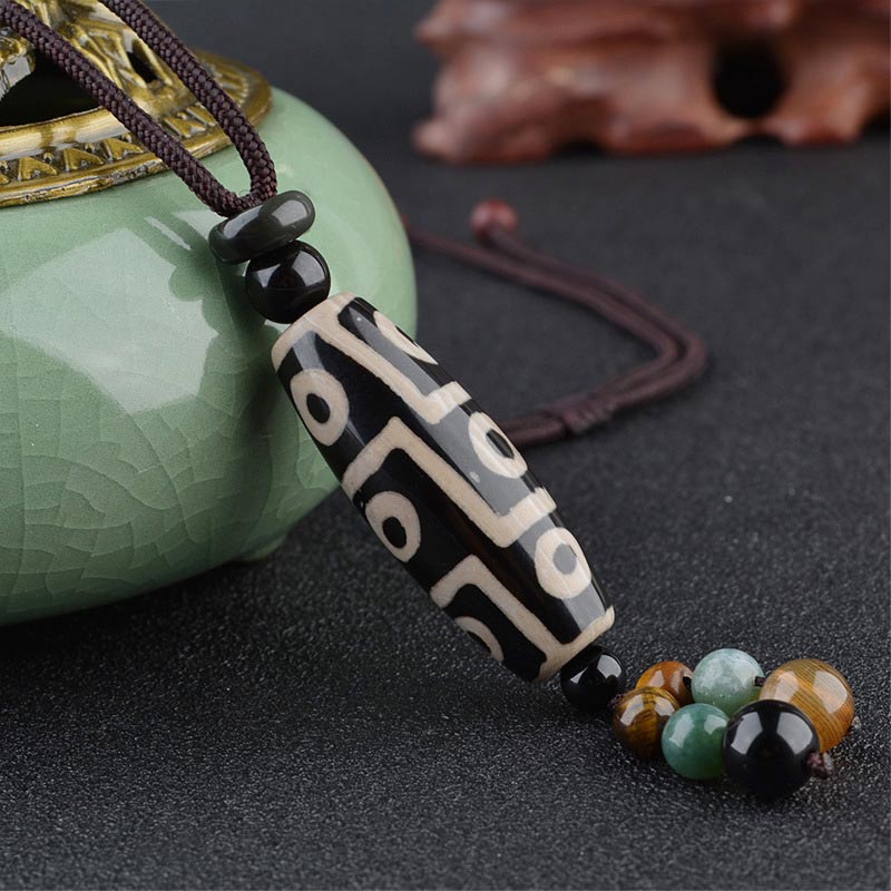 Collana di protezione della ricchezza con perline Dzi a nove occhi Buddha Stones - Image 3