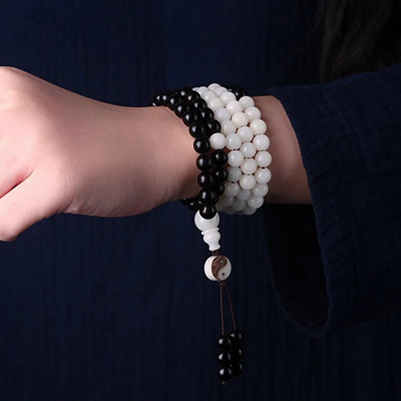 Collana Mala con protezione YinYang in ebano e Buddha Stones - Image 3