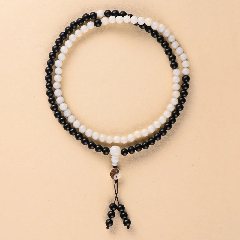 Collana Mala con protezione YinYang in ebano e Buddha Stones - Image 7
