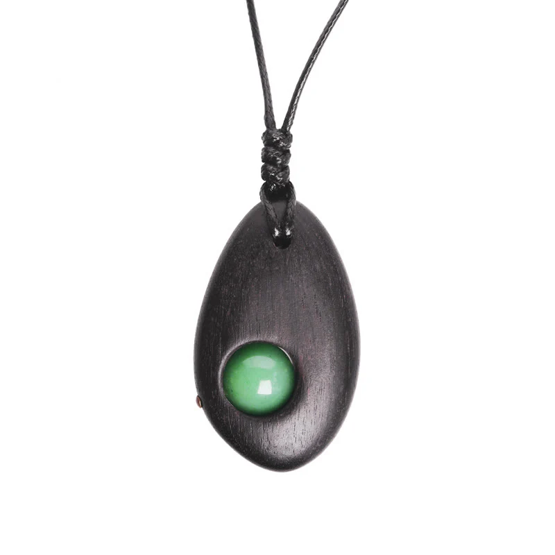 Collana pendente Buddha Stones, legno di ebano, avventurina verde, pace e calma - Image 9