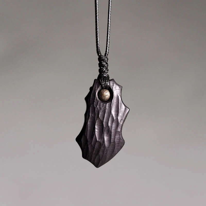 Collana pendente con perline di rame di forma irregolare in legno di ebano Buddha Stones , pace e calma