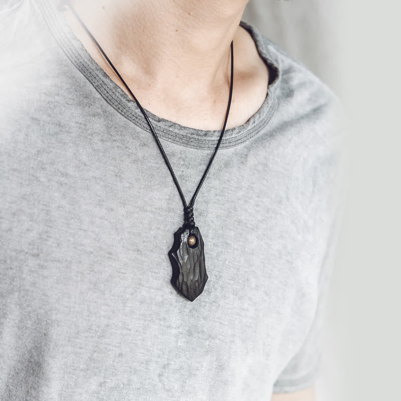 Collana pendente con perline di rame di forma irregolare in legno di ebano Buddha Stones , pace e calma - Image 4