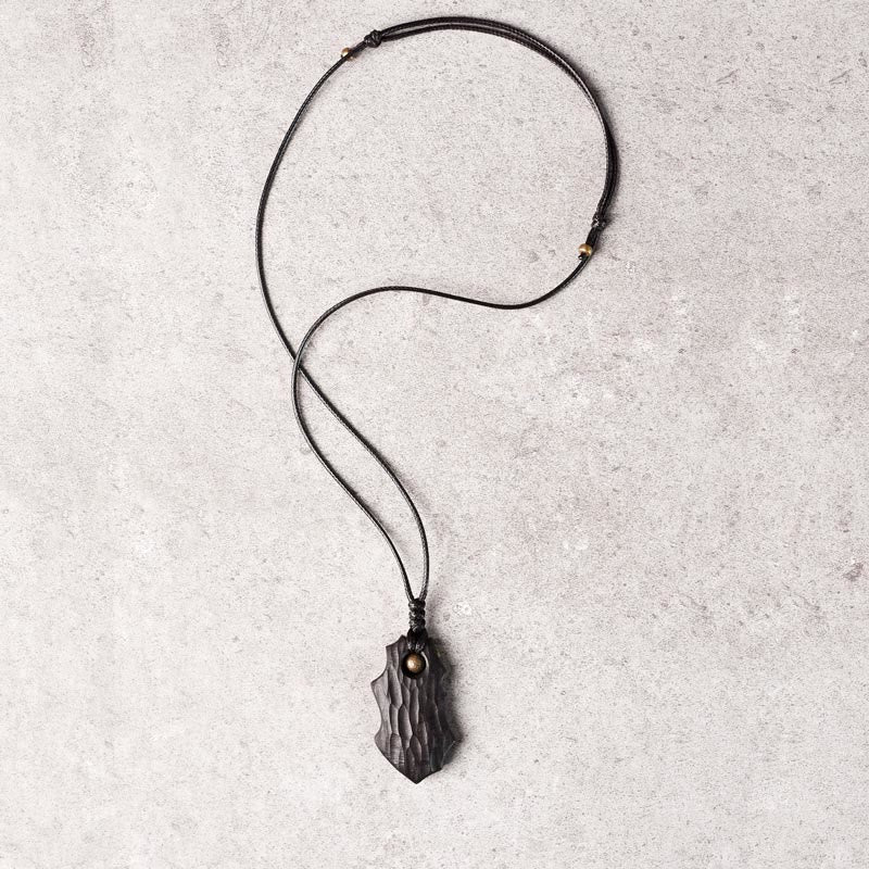 Collana pendente con perline di rame di forma irregolare in legno di ebano Buddha Stones , pace e calma - Image 9
