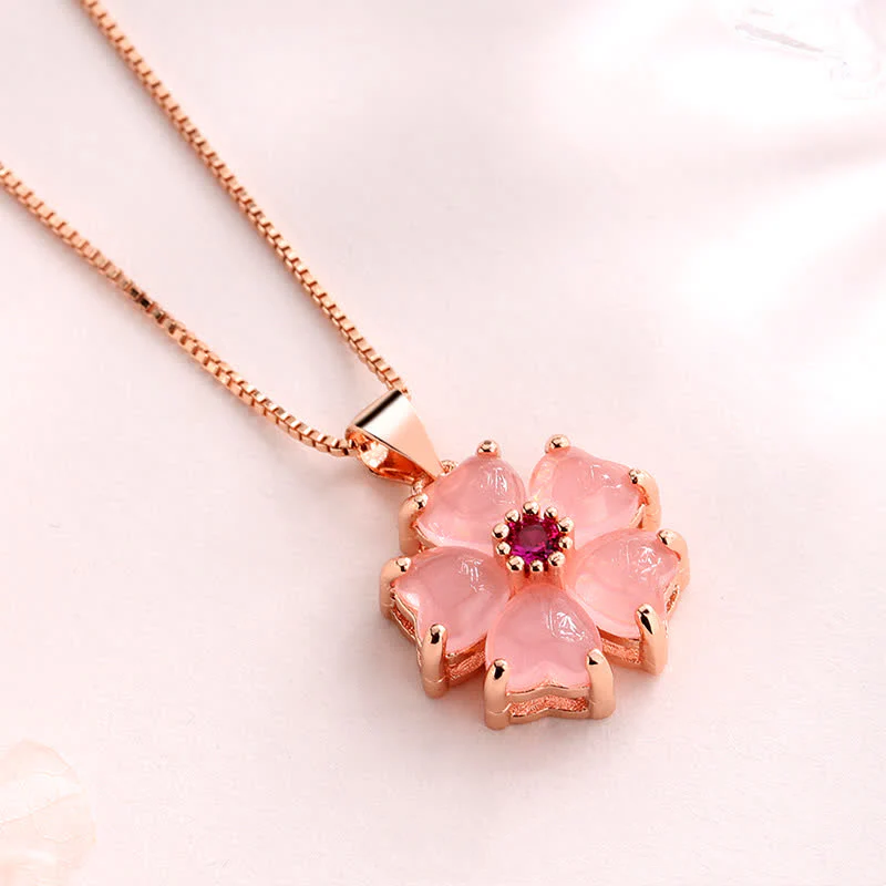 Collana pendente con fiore a forma di cuore in cristallo rosa Buddha Stones lenitivo - Image 3