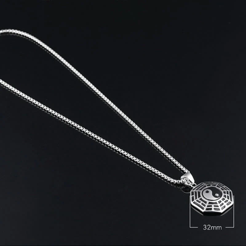 Collana pendente con motivo equilibrio in acciaio al titanio Bagua Yin Yang Buddha Stones - Image 17