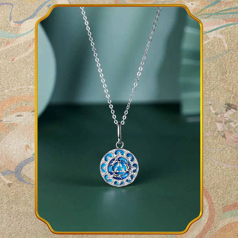 Collana pendente in argento sterling 925 con tre conigli in equilibrio, turchese rotondo , Buddha Stones - Image 6