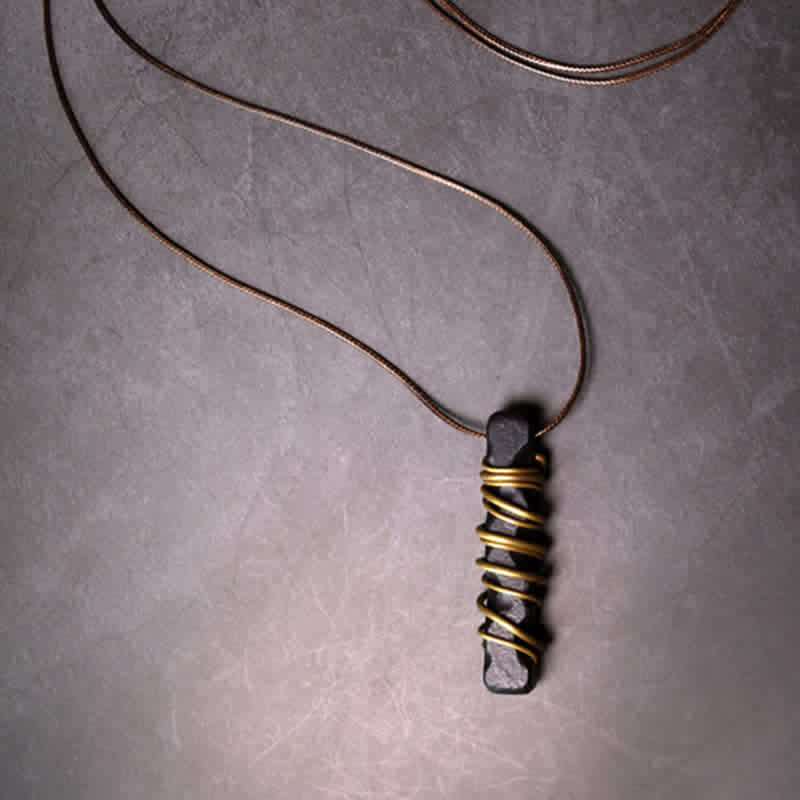 Collana con ciondolo a forma di bilancia, pace e Buddha Stones, Tibet, ebano, ottone. - Image 3