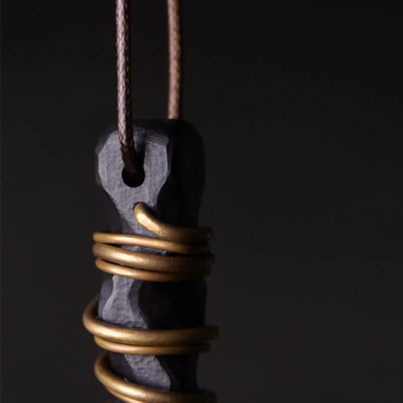 Collana con ciondolo a forma di bilancia, pace e Buddha Stones, Tibet, ebano, ottone. - Image 5