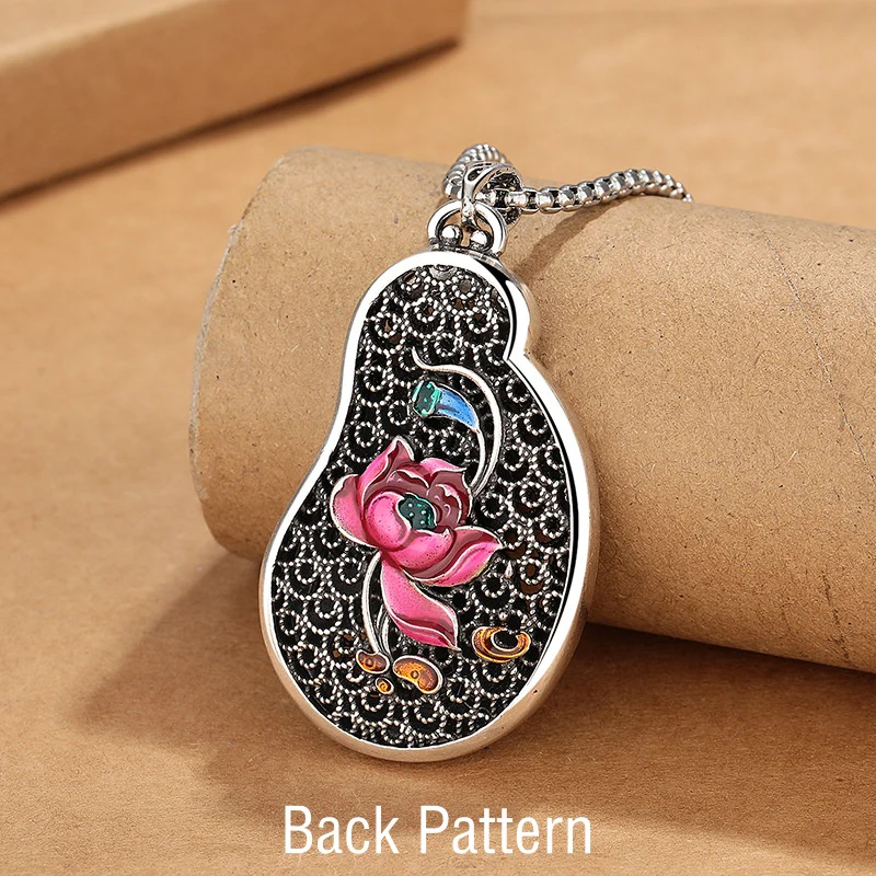 Collana pendente in rame con design del loto di Avalokitesvara, Buddha Stones, ricchezza - Image 2