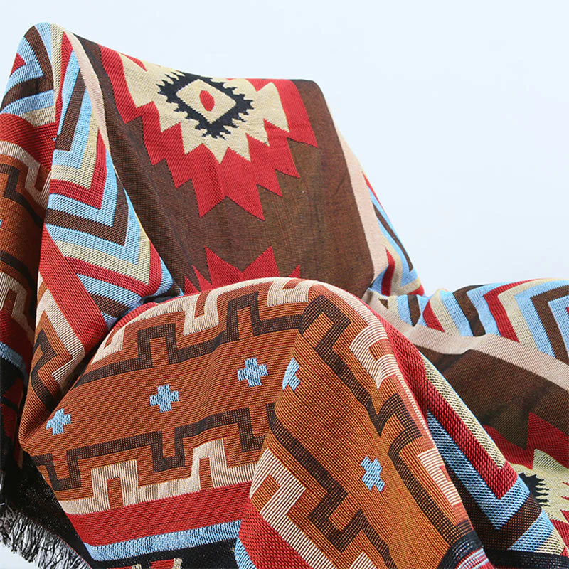 Coperta artigianale tinta a mano con motivo geometrico tibetano Buddha Stones - Image 3