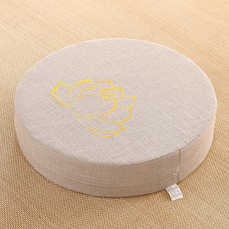 Cuscino per seduta da meditazione in cotone e lino con ricamo di loto Buddha Stones - Image 10