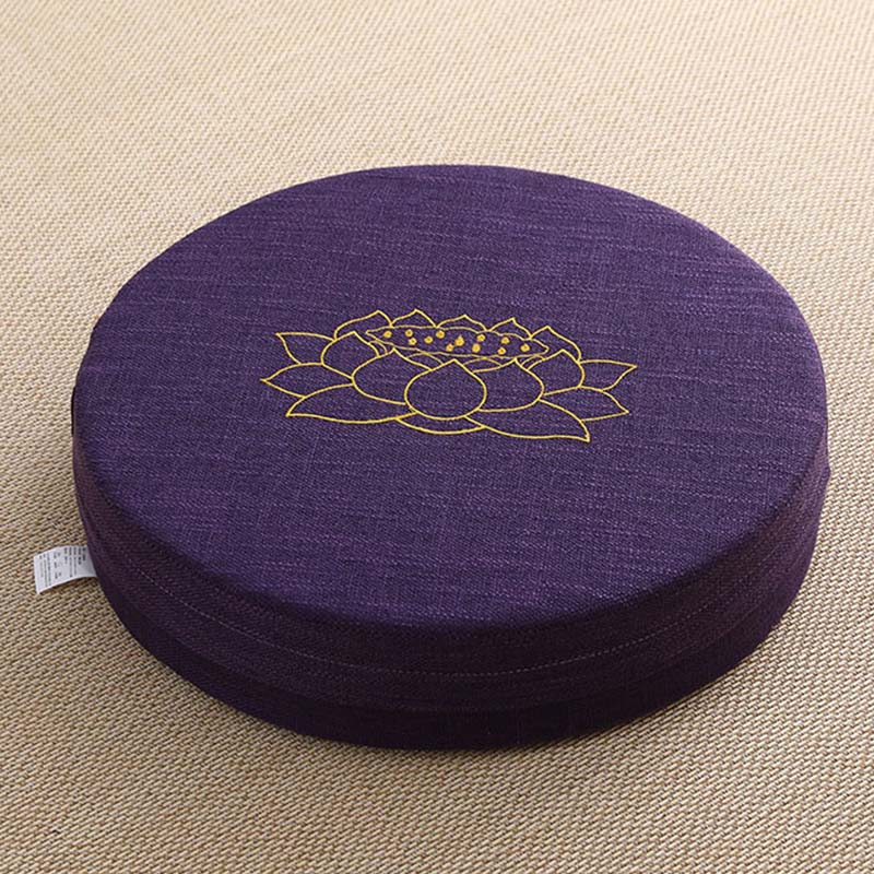 Cuscino per seduta da meditazione in cotone e lino con ricamo di loto Buddha Stones - Image 14