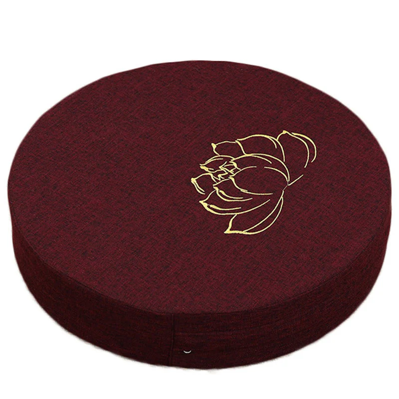 Cuscino per seduta da meditazione in cotone e lino con ricamo di loto Buddha Stones - Image 20