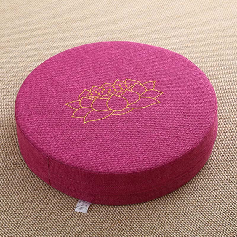 Cuscino per seduta da meditazione in cotone e lino con ricamo di loto Buddha Stones - Image 24