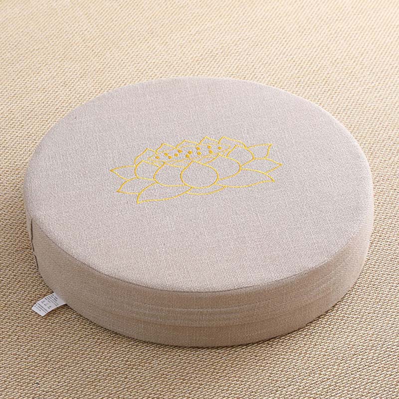 Cuscino per seduta da meditazione in cotone e lino con ricamo di loto Buddha Stones - Image 9