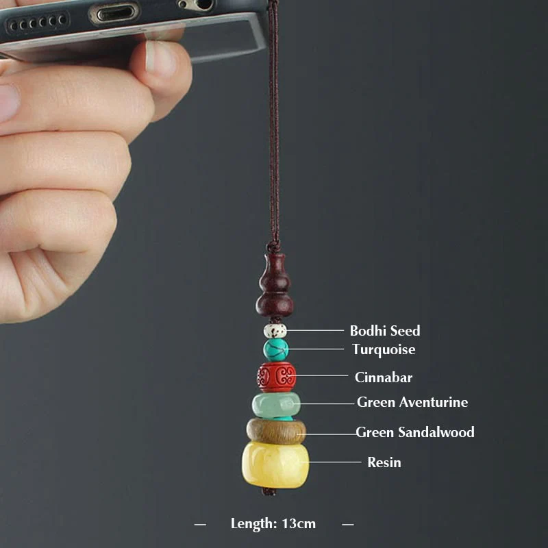 Decorazione appesa al telefono positivo in legno di sandalo verde, legno di ebano, pagoda a sette strati - Image 8