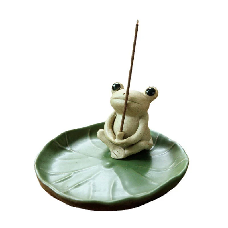 Decorazione bruciatore di incenso a forma di rana in ceramica fatta a mano - Image 5