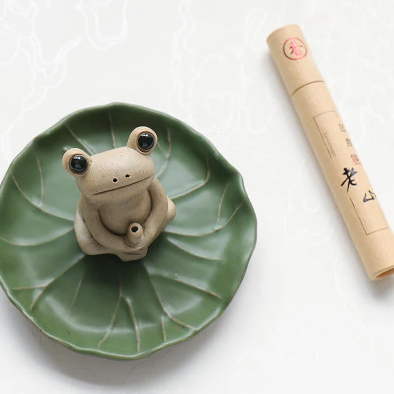 Decorazione bruciatore di incenso a forma di rana in ceramica fatta a mano - Image 6