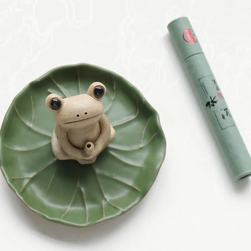 Decorazione bruciatore di incenso a forma di rana in ceramica fatta a mano - Image 7