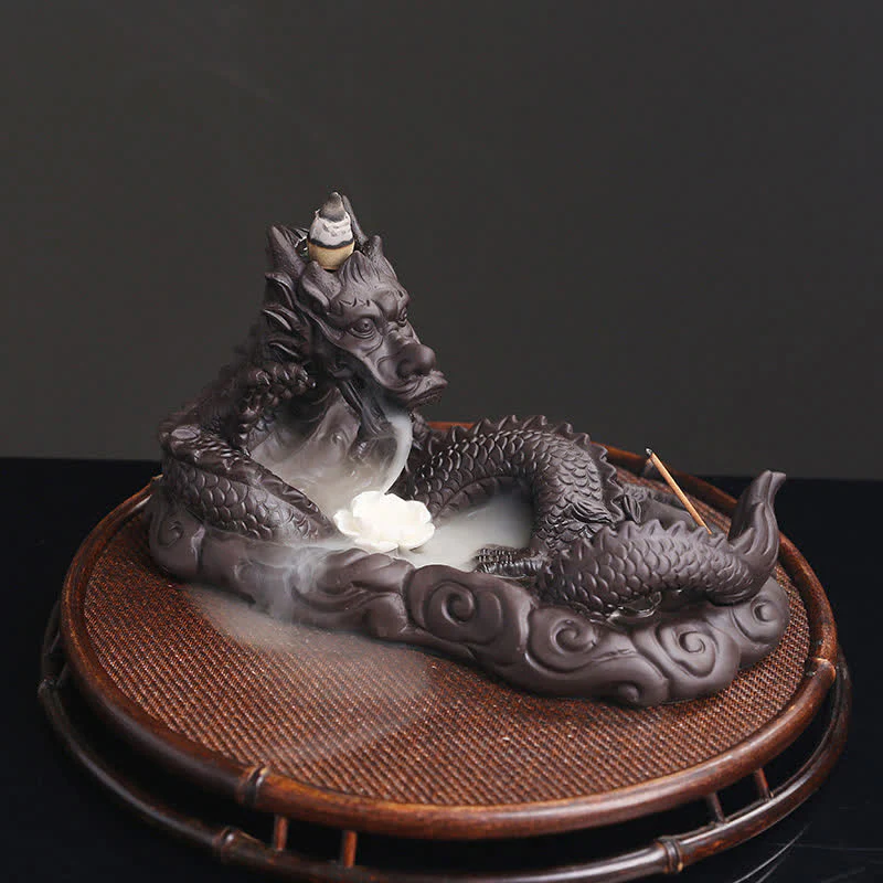 Decorazione bruciatore di incenso con protezione dei fiori a forma di palla che gioca con il drago - Image 12