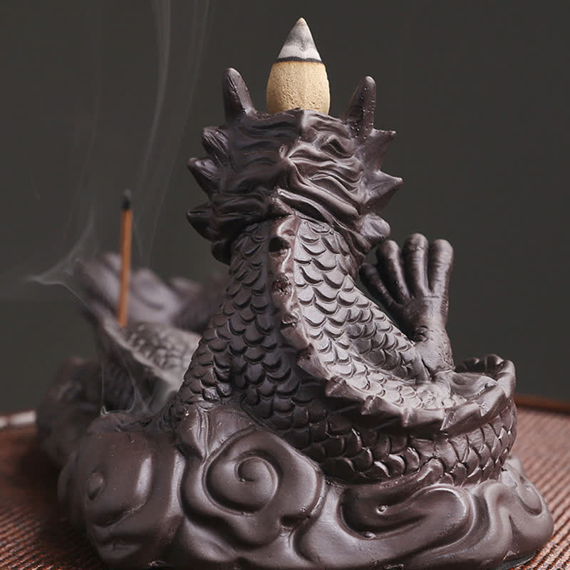 Decorazione bruciatore di incenso con protezione dei fiori a forma di palla che gioca con il drago - Image 14