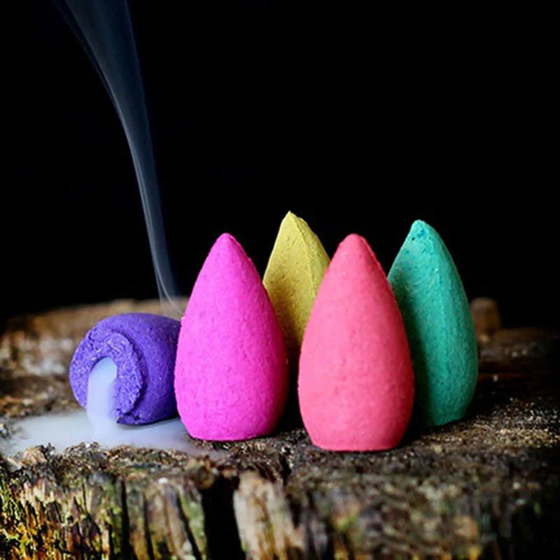 Decorazione bruciatore di incenso di guarigione della pace con fontana di fumo a riflusso in argilla viola elefante tibetano - Image 19