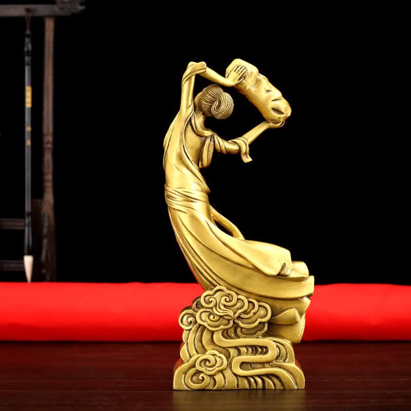 Decorazione della statua in rame del Bodhisattva Nuwa che ripara il cielo - Image 3