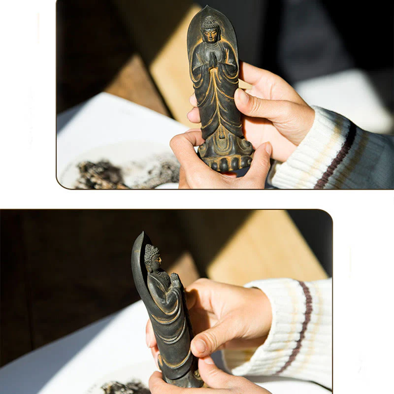 Decorazione della statua in resina colata di polvere di ferro Sakyamuni Buddha Namaste fatta a mano Buddha Stones - Image 11