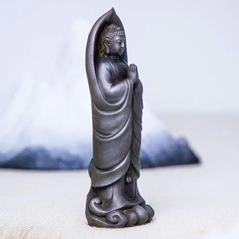 Decorazione della statua in resina colata di polvere di ferro Sakyamuni Buddha Namaste fatta a mano Buddha Stones - Image 14